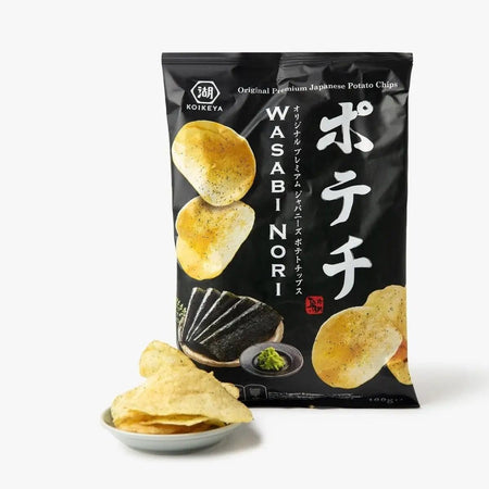 Πατατάκια Γουασάμπι Koikeya Premium Japanese Potato Chips Wasabi Nori Flavour 100g