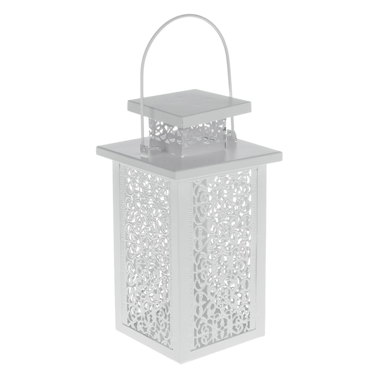 Φανάρι Διάτρητο Μεταλλικό Κρεμαστό Λευκό 12.5x12.5x23.5cm