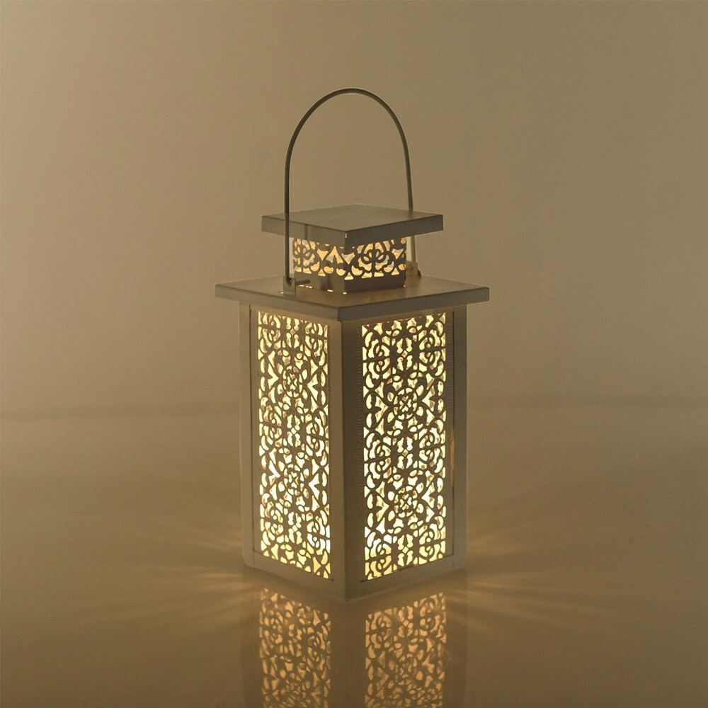 Φανάρι Διάτρητο Μεταλλικό Κρεμαστό Λευκό 12.5x12.5x23.5cm