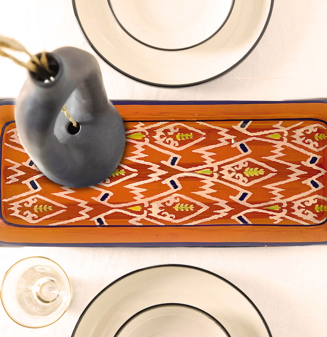Δίσκος Les Ottomans Iron Tray Ikat Red