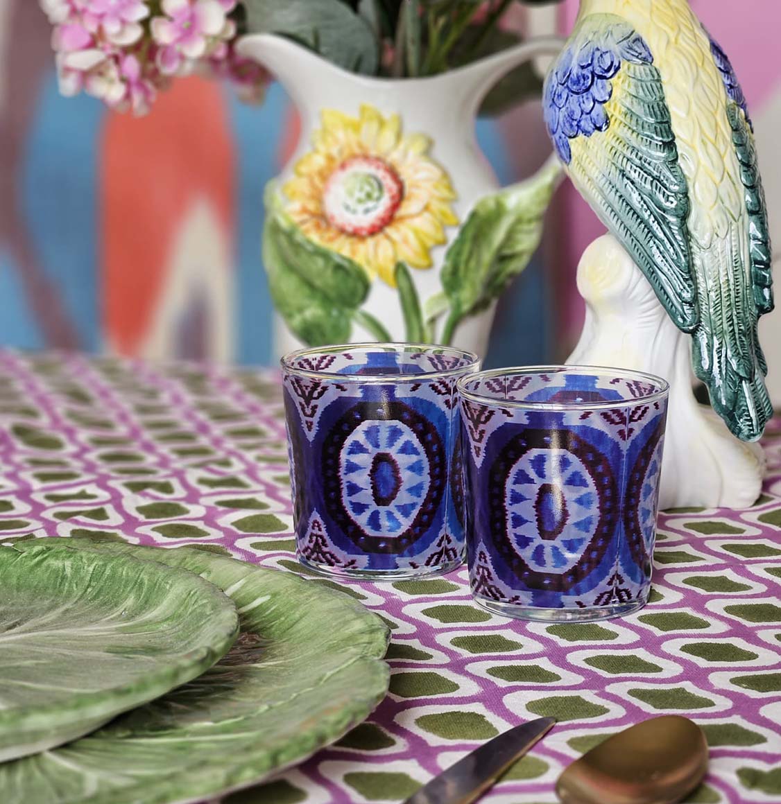 Ποτήρια Les Ottomans Ikat Glasses Blue (4 τεμάχια)