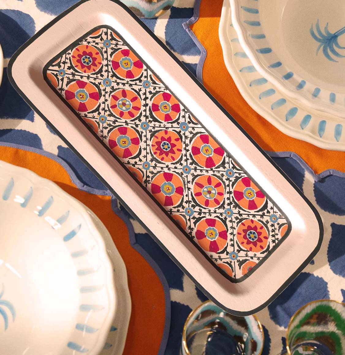 Δίσκος Les Ottomans Iron Tray Ikat White