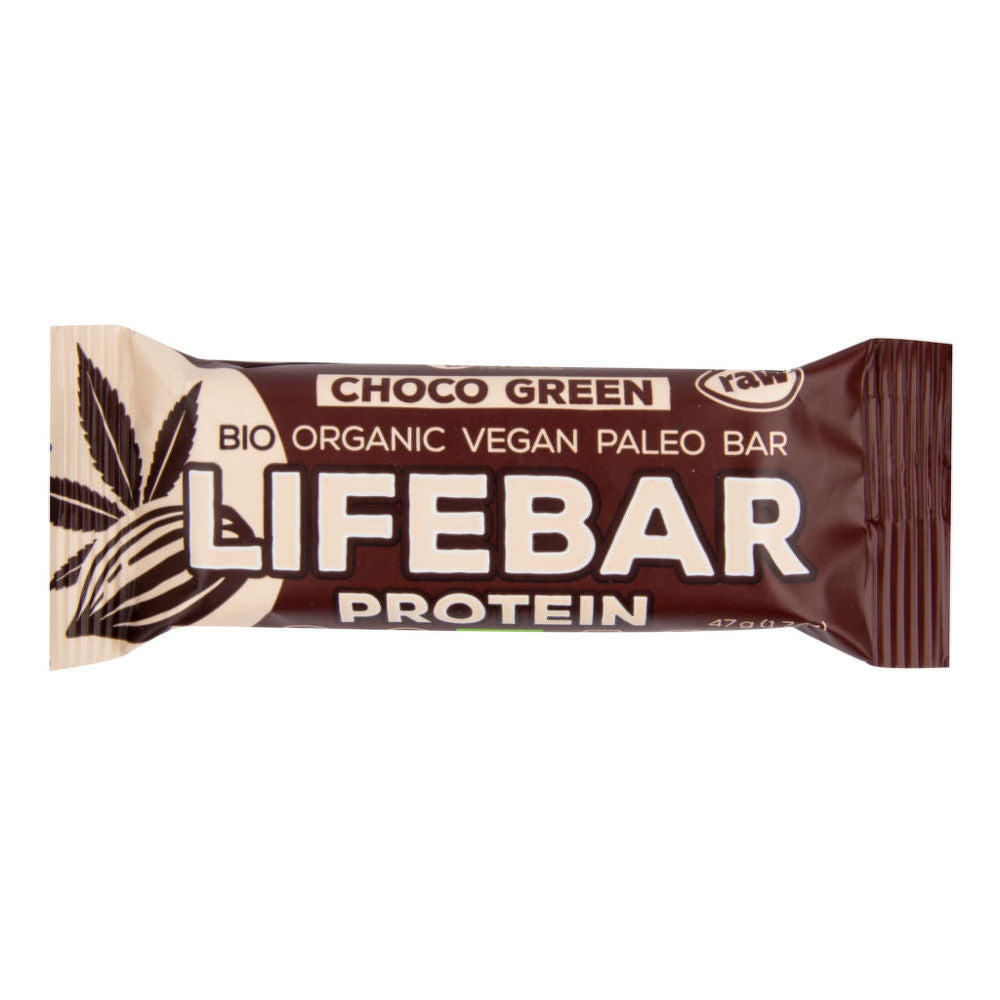 Μπάρα Πρωτεΐνης Χωρίς Γλουτένη Vegan Lifefood Lifebar Protein 20% Choco Green Raw Bio Paleo Bar 47g