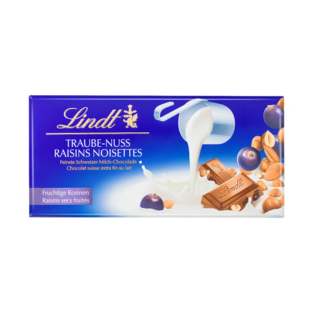 Ελβετική Σοκολάτα Γάλακτος Lindt Raisins Noisettes Chocolate 100g