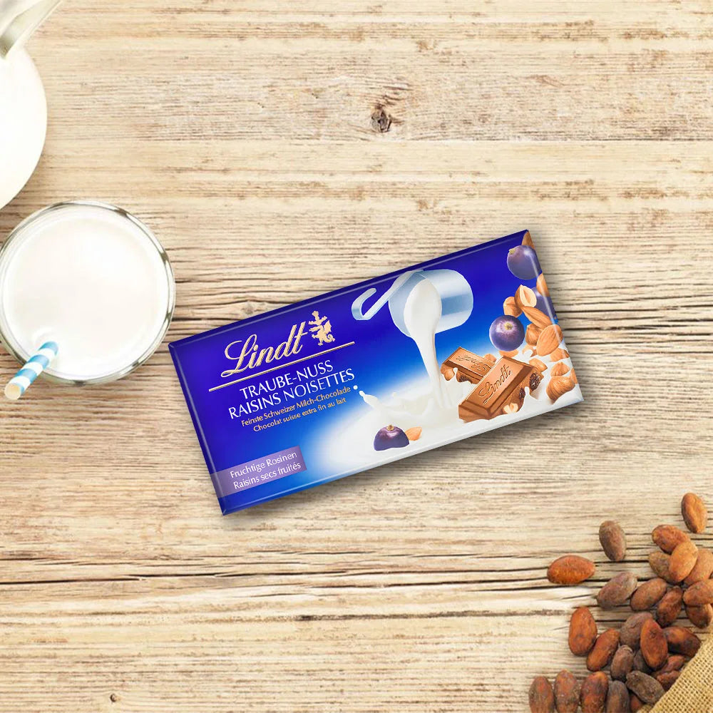 Ελβετική Σοκολάτα Γάλακτος Lindt Raisins Noisettes Chocolate 100g