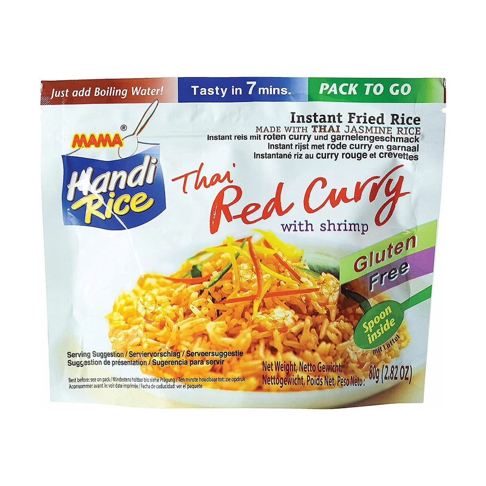 Έτοιμο Ρύζι Mama Thai Red Curry With Shrimp Handi Rice Gluten Free 80g