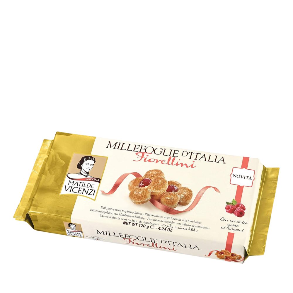 Μπισκότα Σφολιάτας με Βατόμουρο Matilde Vicenzi Millefoglie d Italia Fiorellini 120g