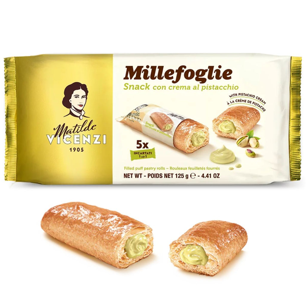 Μπισκότα Σφολιάτας με Κρέμα Φυστικιού Matilde Vicenzi Millefoglie Snack Pistachio Cream