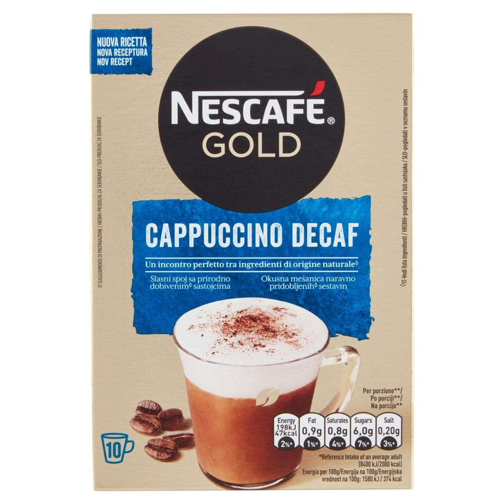 Στιγμιαίο Ρόφημα Καφέ Nescafe Gold Cappuccino Decaf 10x12.5g