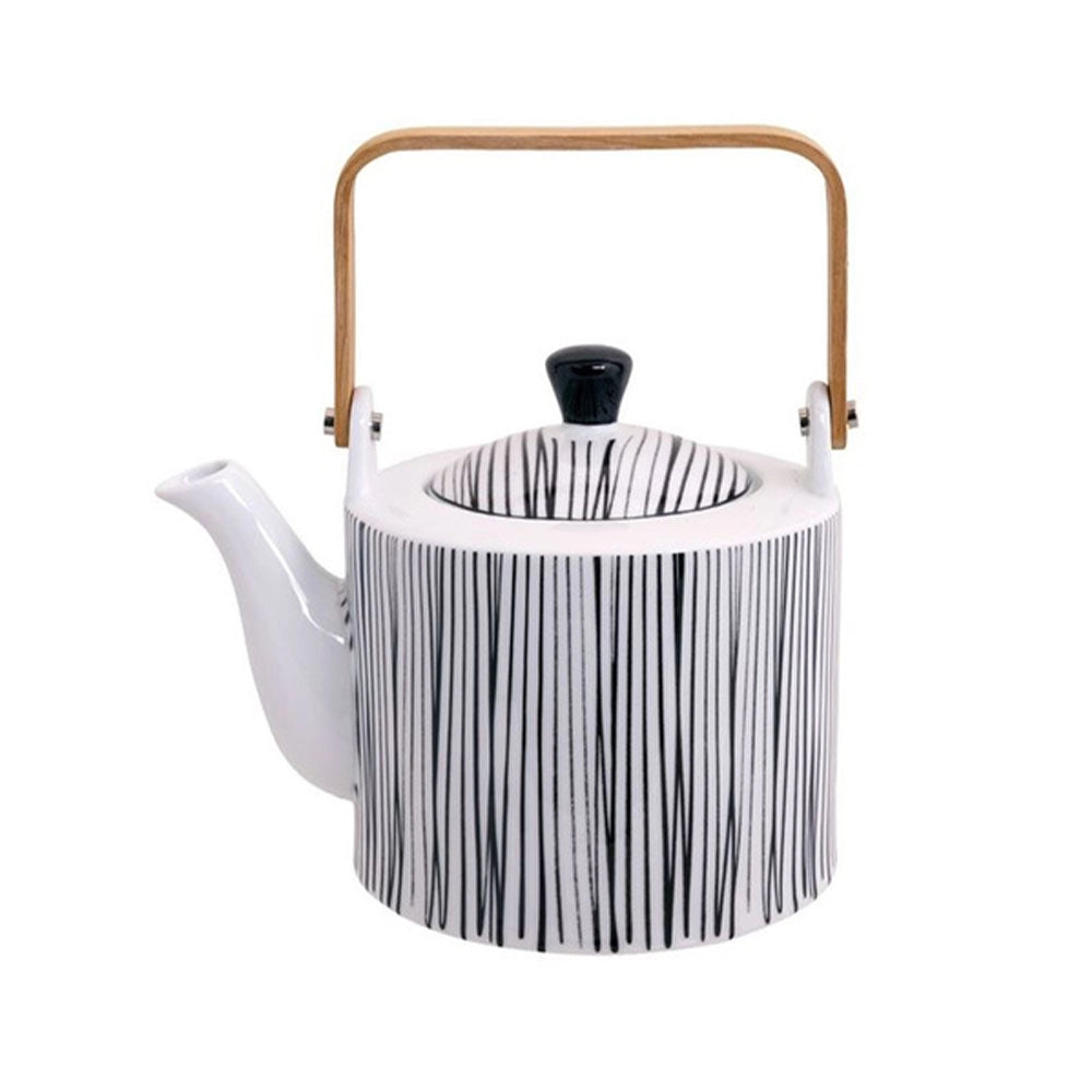 Πορσελάνινη Τσαγιέρα Nippon White Teapot with Black Lines 1.4L