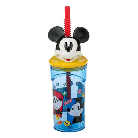 Πλαστικό Ποτήρι με Καλαμάκι και Καπάκι με 3D Classic Mickey Mouse 360ml