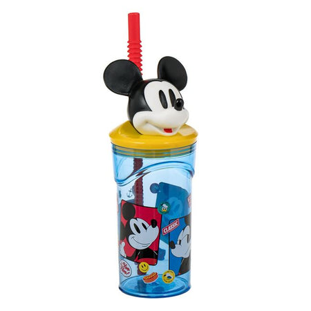 Πλαστικό Ποτήρι με Καλαμάκι και Καπάκι με 3D Classic Mickey Mouse 360ml