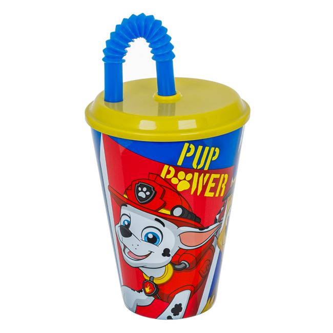 Πλαστικό Ποτήρι με Καλαμάκι και Καπάκι Paw Patrol 430ml