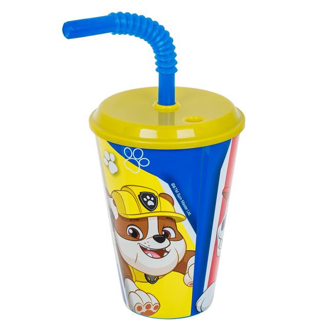 Πλαστικό Ποτήρι με Καλαμάκι και Καπάκι Paw Patrol 430ml