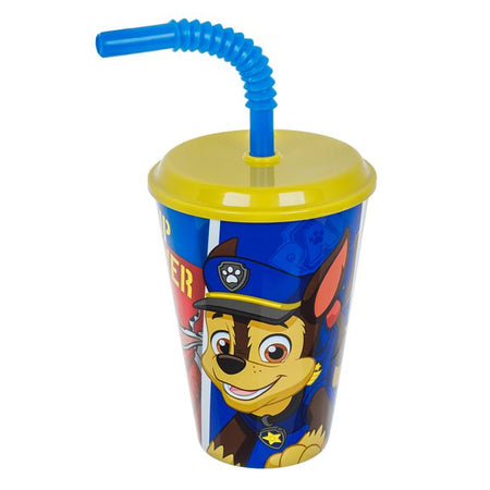 Πλαστικό Ποτήρι με Καλαμάκι και Καπάκι Paw Patrol 430ml