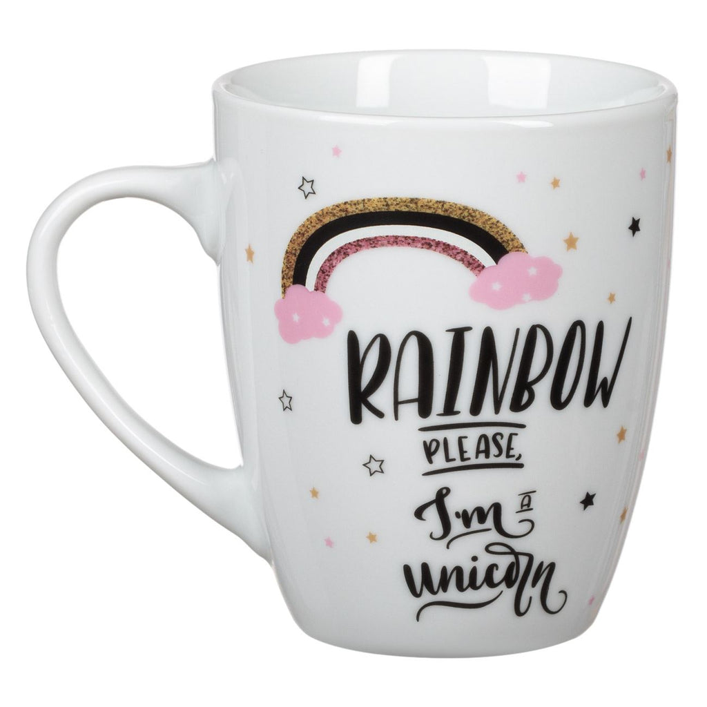 Πορσελάνινη Κούπα Οβάλ Λευκή Rainbow Unicorn 350ml