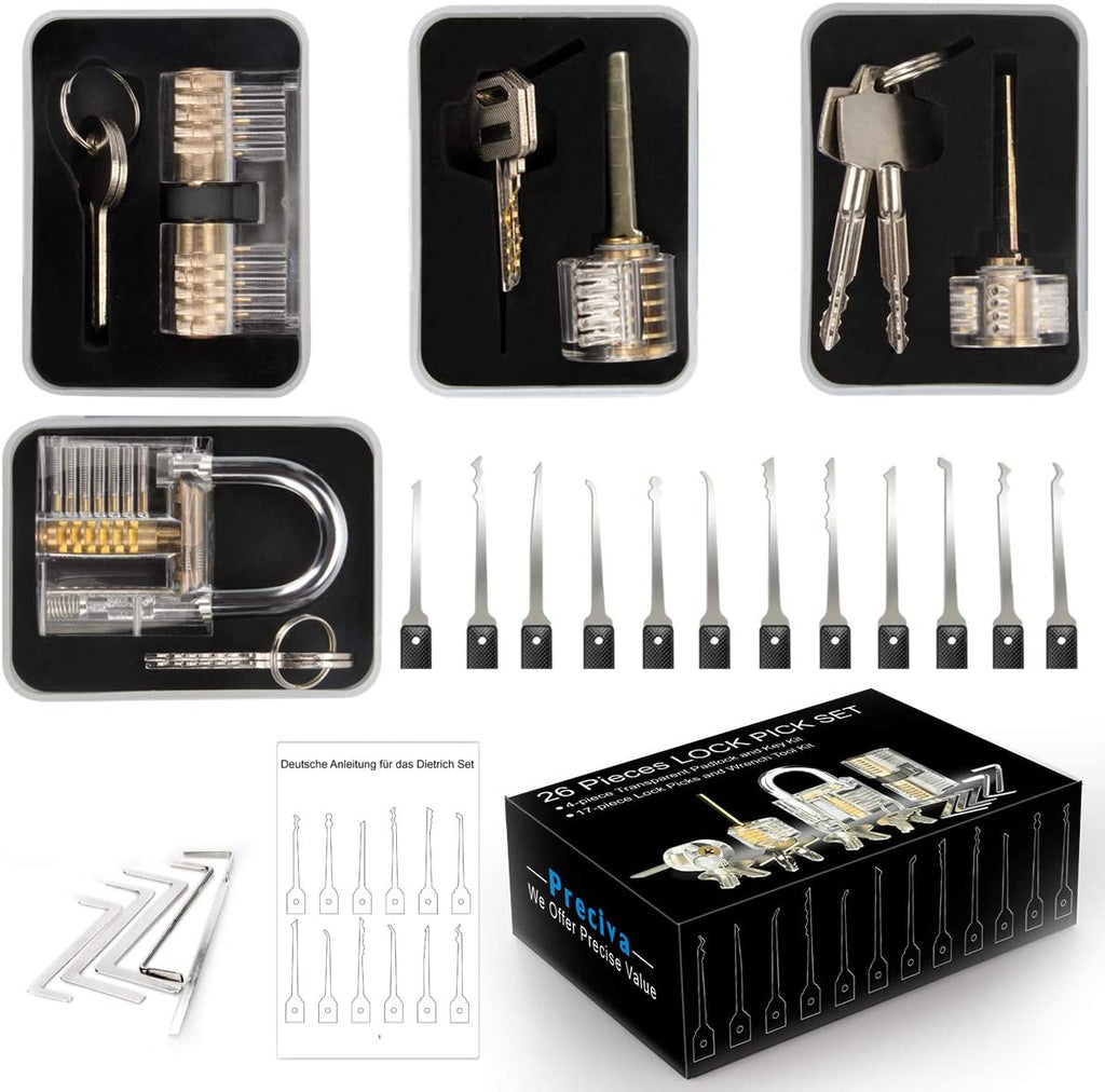 Σετ Πρακτικής Ξεκλείδωμα Κλειδαριών Preciva Lock Picking Set 26 Τεμαχίων