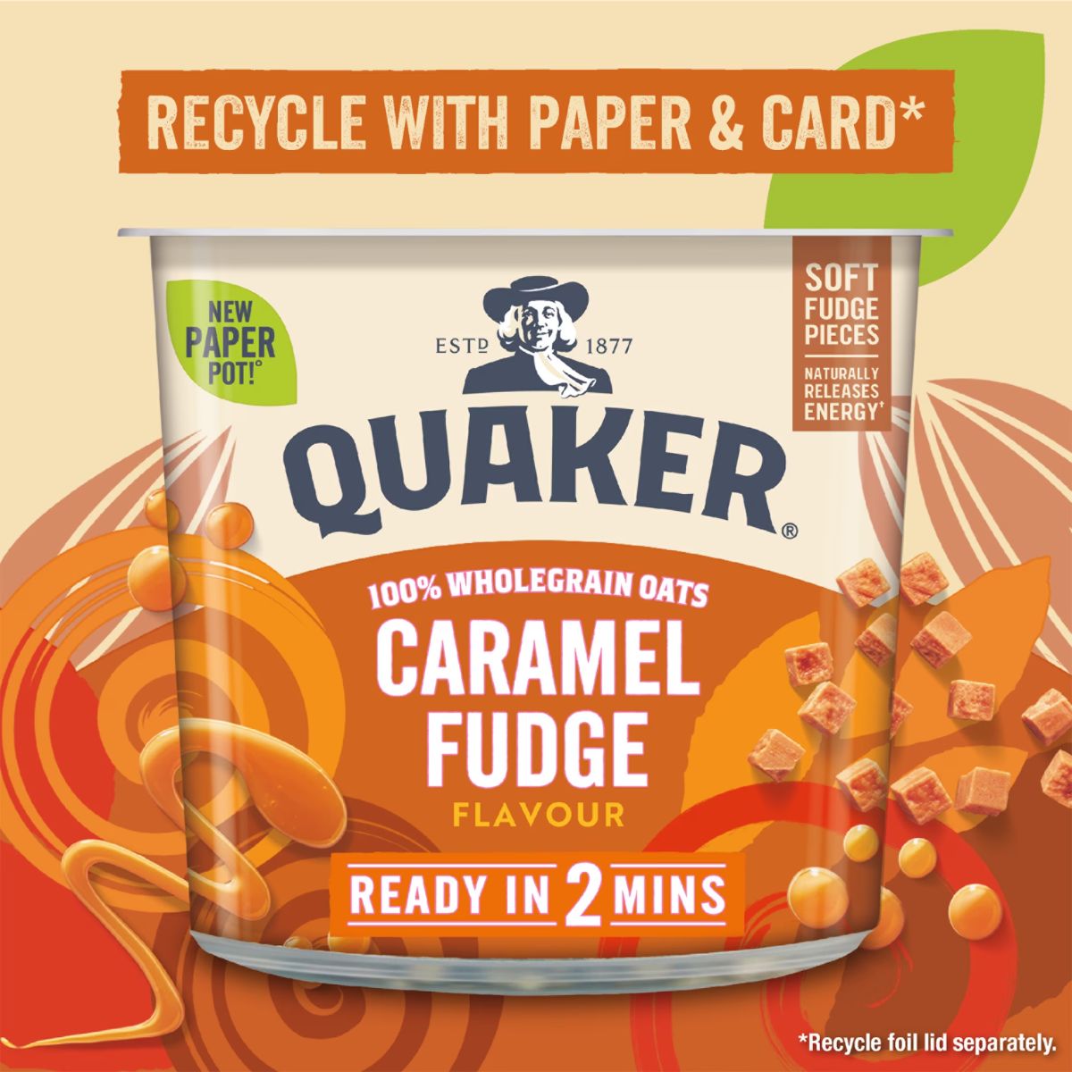 Νιφάδες Βρώμης Ολικής Άλεσης Quaker Oat So Simple Caramel Fudge Flavour Porridge Pot