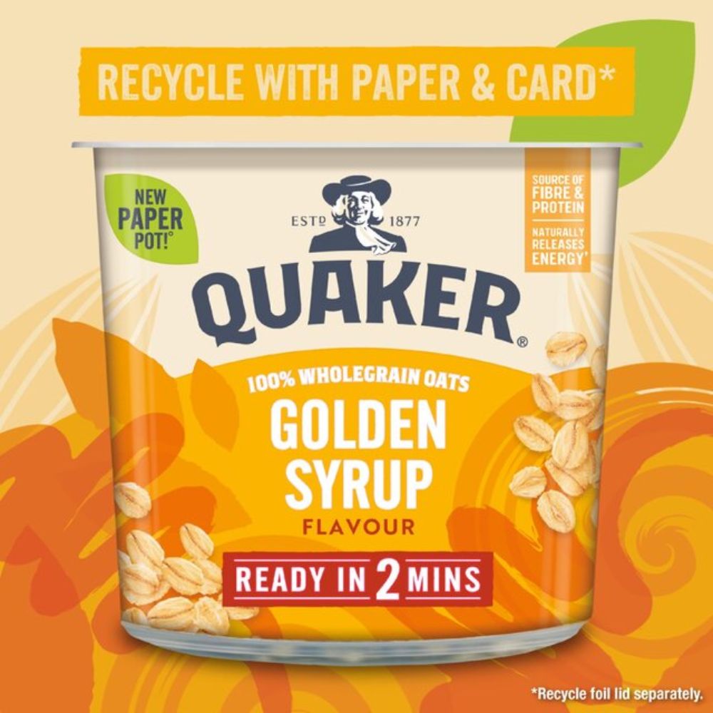Νιφάδες Βρώμης Ολικής Άλεσης Quaker Oat So Simple Golden Syrup Porridge Pot