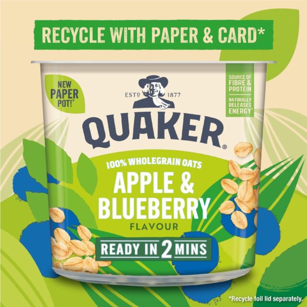 Νιφάδες Βρώμης Ολικής Άλεσης Quaker Oat So Simple Apple and Blueberry Porridge Pot