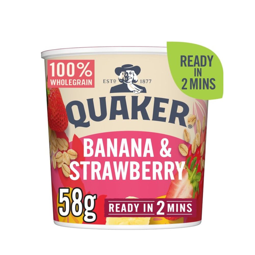 Νιφάδες Βρώμης Ολικής Άλεσης Quaker Oat So Simple Banana and Strawberry Porridge Pot
