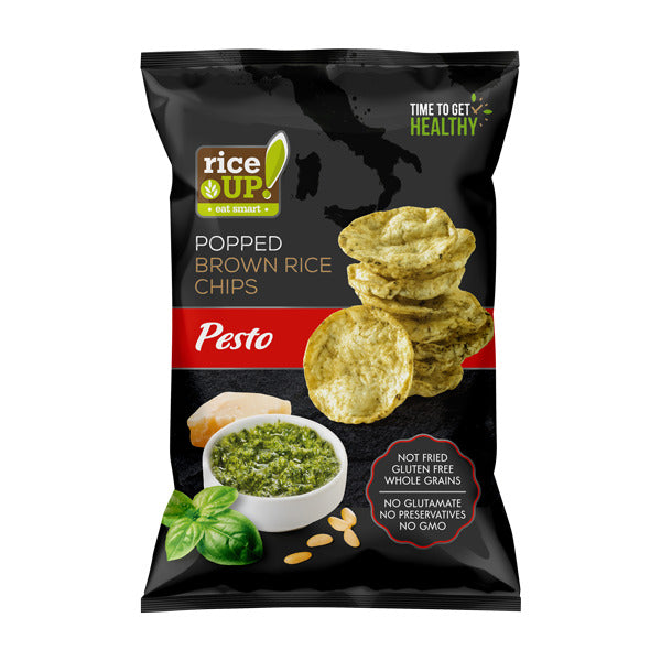 Τσιπς Καστανού Ρυζιού Rice Up Popped Brown Rice Chips Pesto 60g