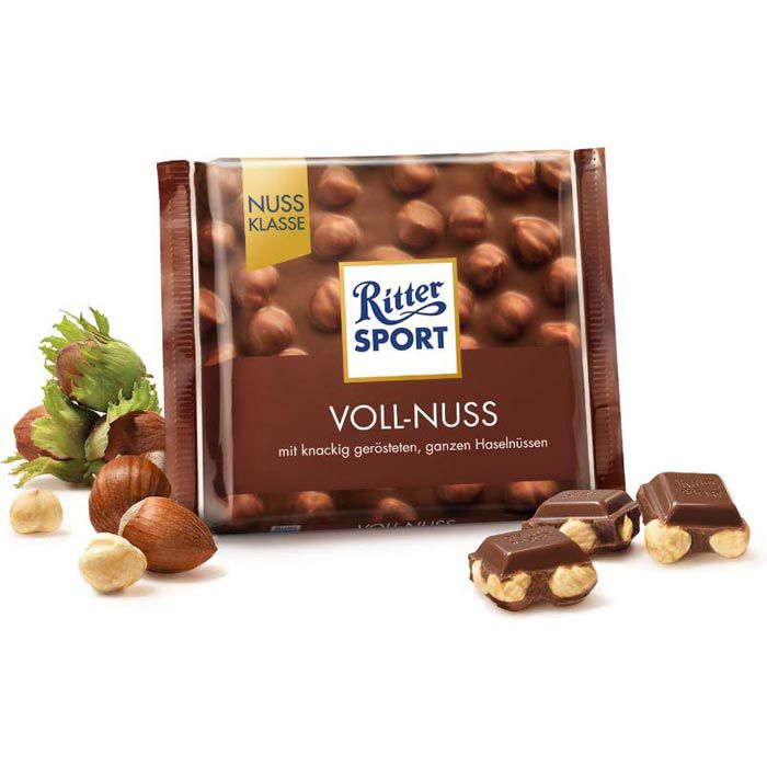 Σοκολάτα Γάλακτος με Ολόκληρα Φουντούκια Ritter Sport Milk Whole Hazelnuts 100g