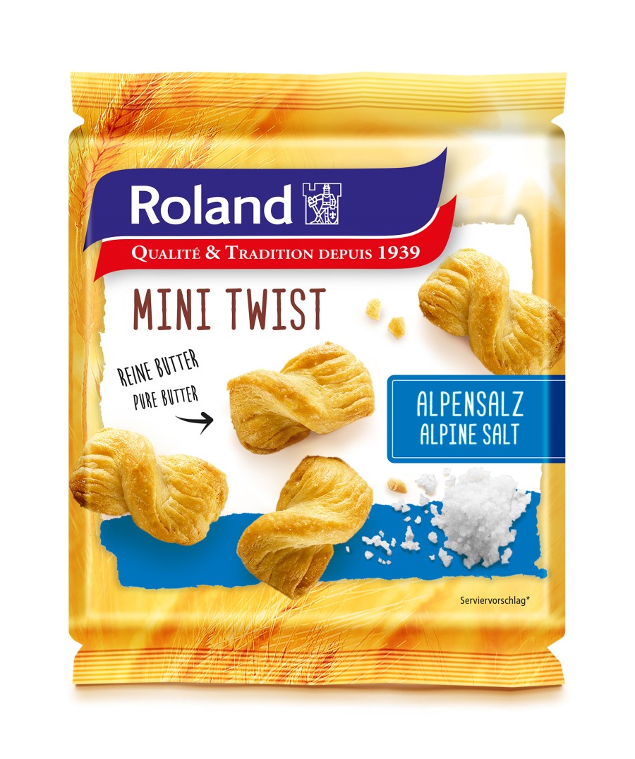 Κρουασίνια Βουτύρου Μίνι με Αλάτι Αλπέων Roland Mini Twist Alpine Salt 75g