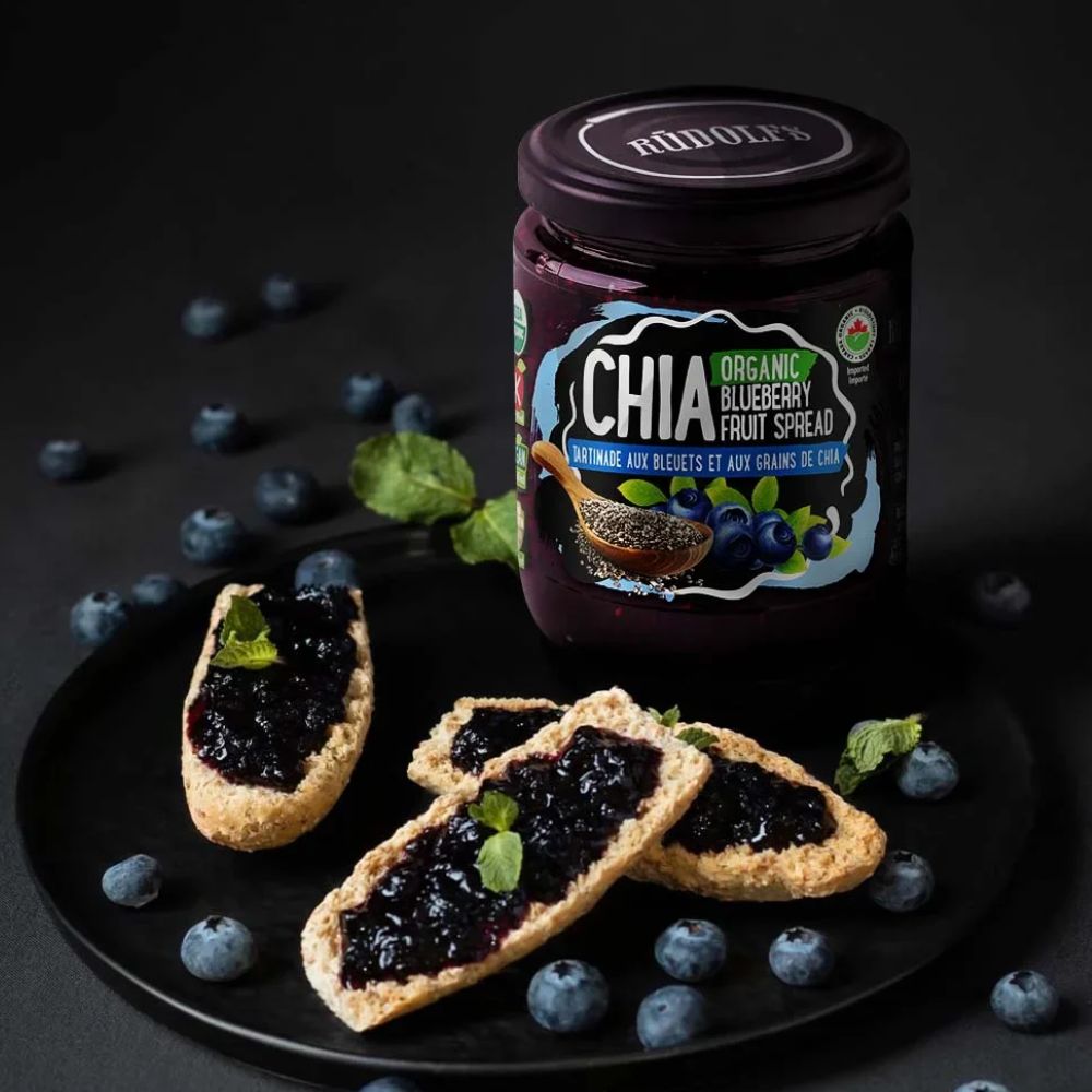 Άλειμμα Μύρτιλο με Σπόρους Τσία Rudolfs Chia Organic Blueberry Fruit Spread 250g