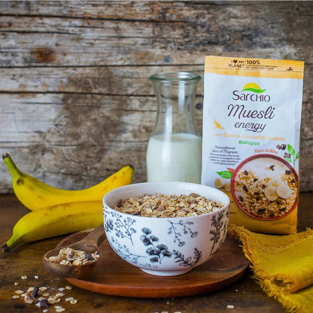 Δημητριακά Μούσλι Sarchio Muesli Enegry Bio Banana Dark Chocolate Gluten Free 250g