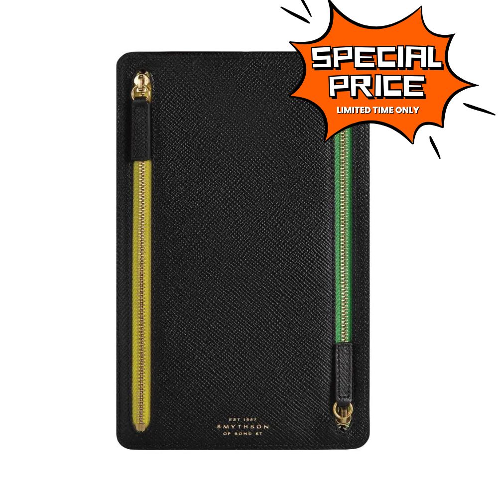 Πορτοφόλι Δερμάτινο Smythson Zip Currency Case Black