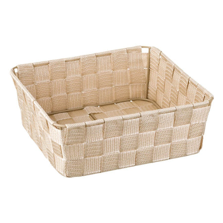 storage basket rattan knitted style ecru 24x24x8.5cm-A