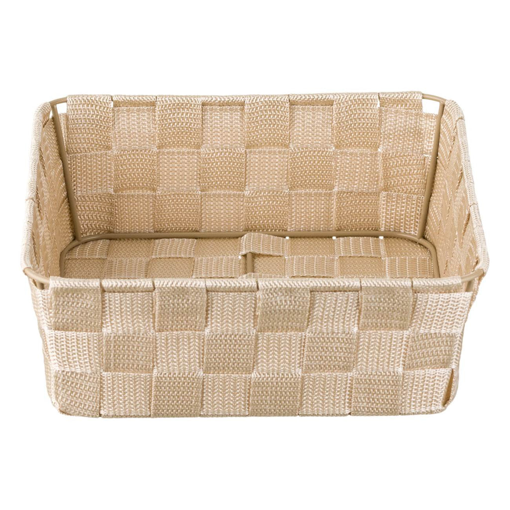 storage basket rattan knitted style ecru 24x24x8.5cm-B