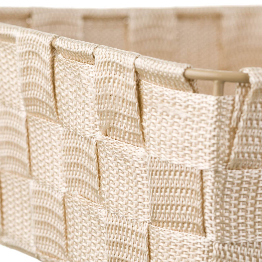 storage basket rattan knitted style ecru 24x24x8.5cm-C