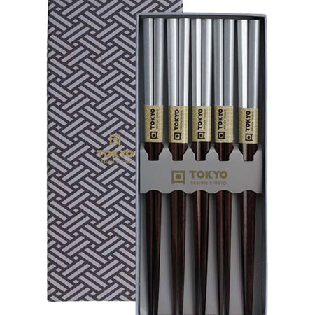 Τσόπστικς Ξύλινα Σετ Tokyo Design Studio Platinum Gift Box Chopsticks 5 Pairs
