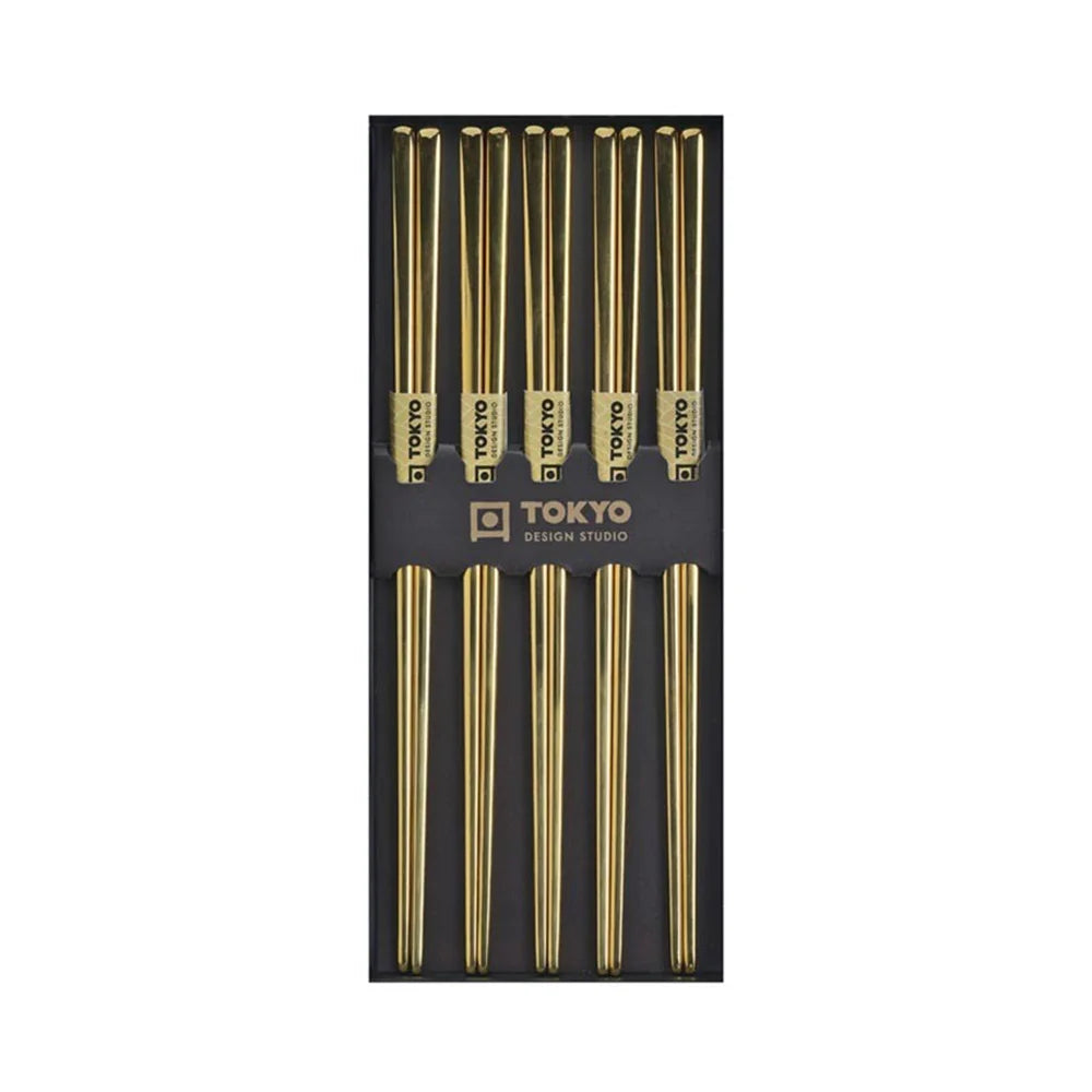 Τσόπστικς Χρυσά Tokyo Design Studio Stainless Steel Gold Chopsticks 5 Pairs
