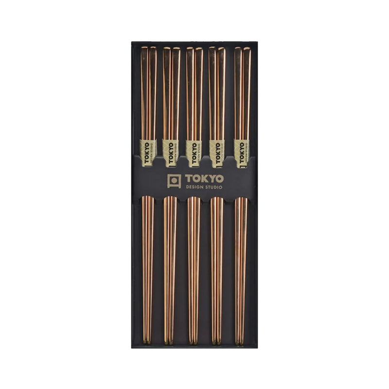 Τσόπστικς Ροζ Χρυσό Tokyo Design Studio Stainless Steel Rose Gold Chopsticks 5 Pairs