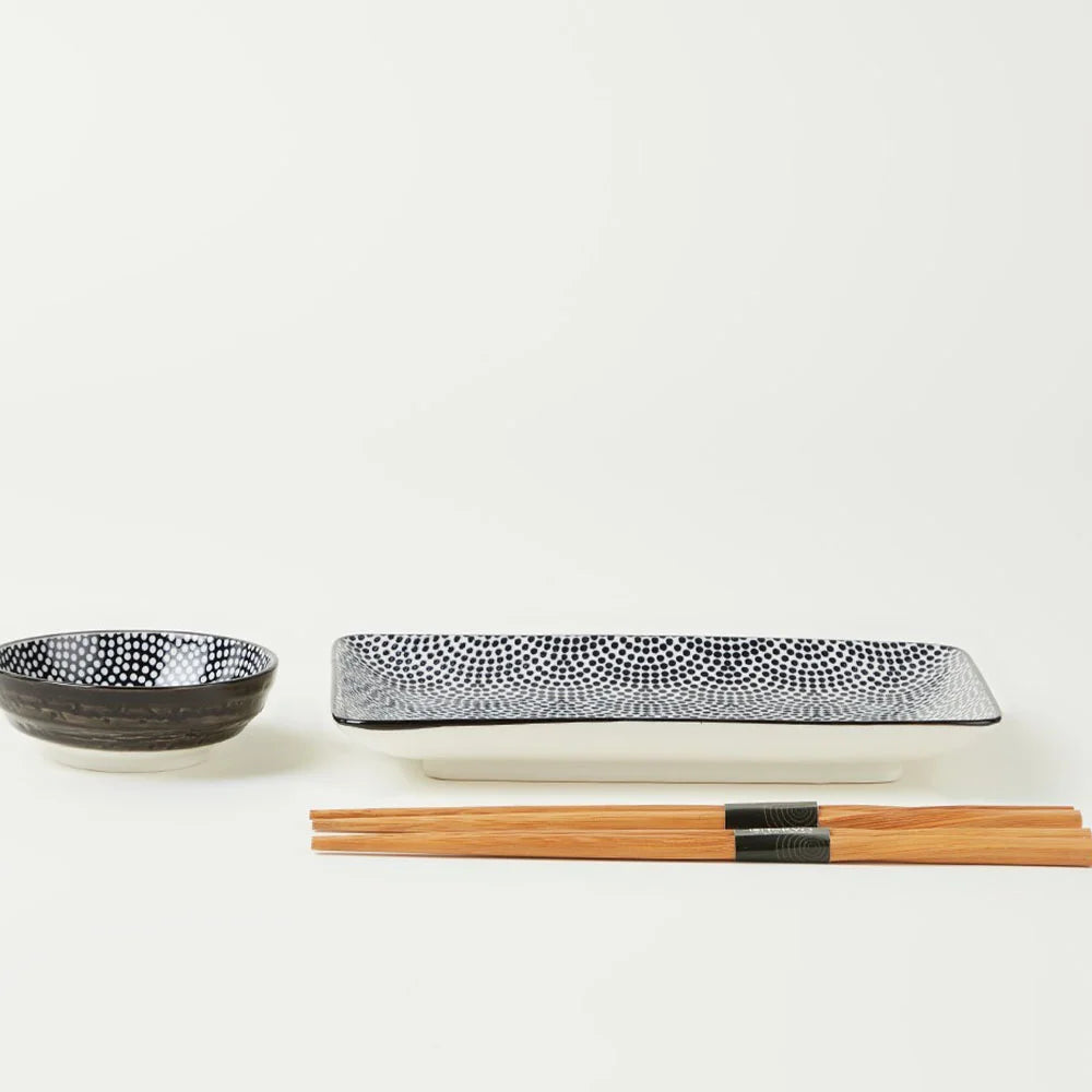 Πορσελάνινο Πιάτο Tokyo Design Studio Sushi Plate Nippon Black 33.5cm x 13,7cm