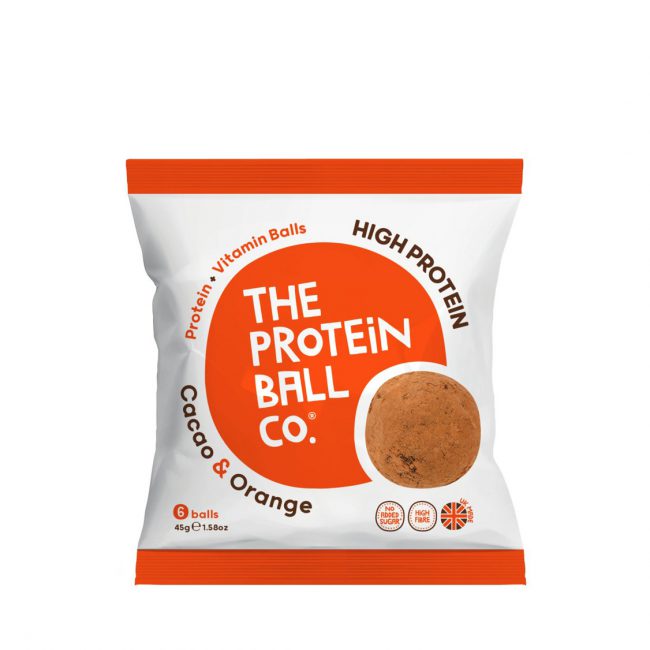 Σνακ Πρωτεΐνης Κακάο Πορτοκάλι The Protein Ball Co Cacao And Orange High Protein Balls 45g
