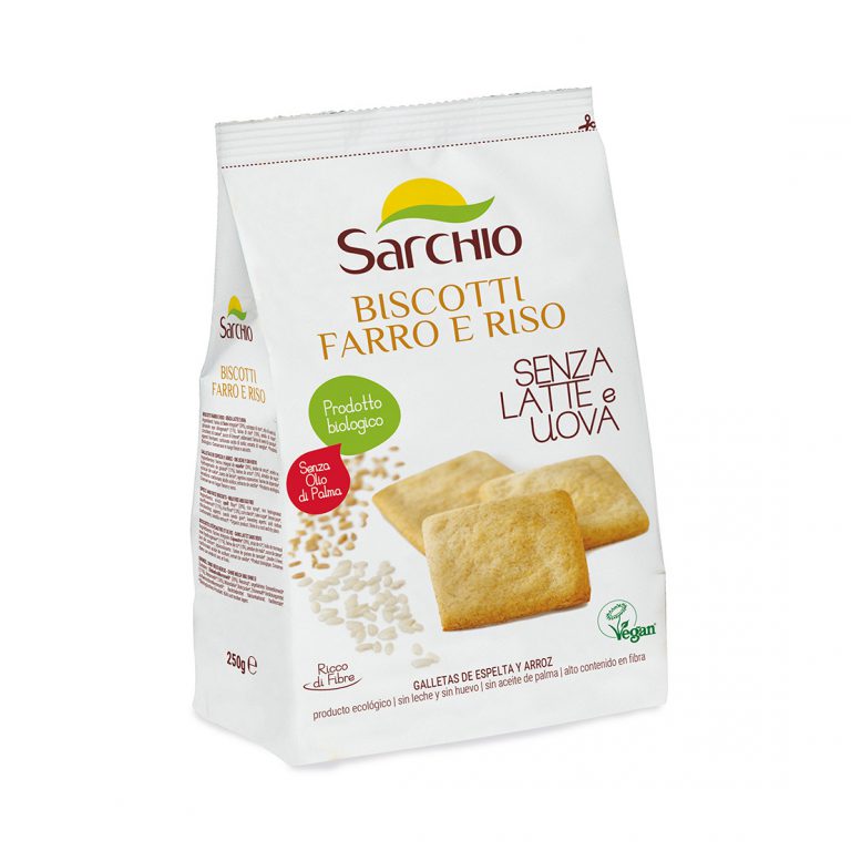 Μπισκότα από Αλεύρι Ντίνκελ και Ρυζιού Βιολογικά Vegan Sarchio Biscotti Farro e Riso 250g