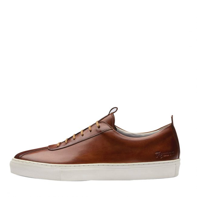 Grenson Tan Leather Handcrafted Oxford Sneaker-A