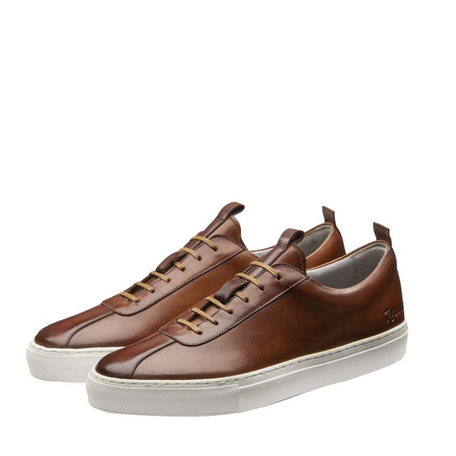Grenson Tan Leather Handcrafted Oxford Sneaker-B