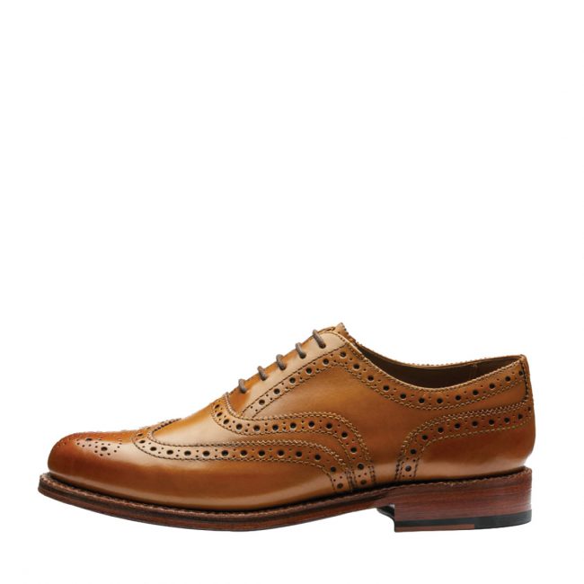 Grenson Stanley Tan Oxford Brogue Leather Shoes-A
