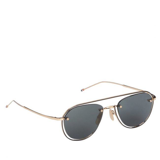 Thom Browne White Gold And Black Enamel Aviator Sunglasses-B