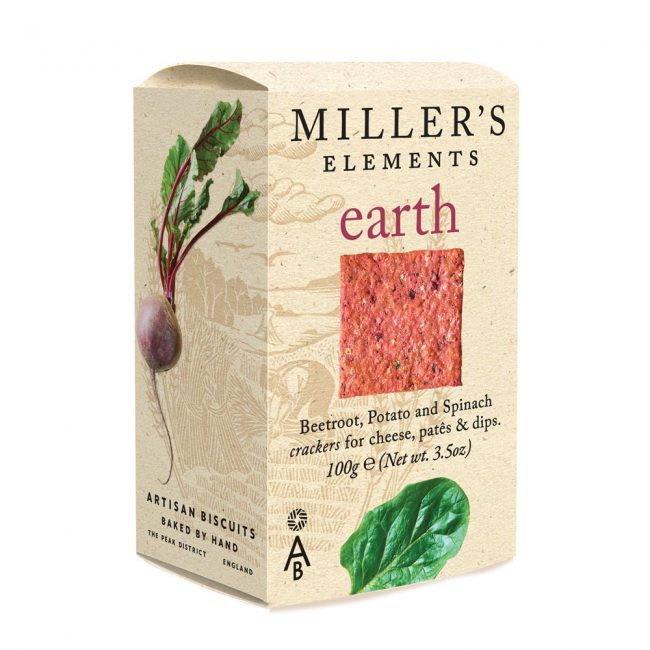 Κράκερ με Παντζάρι Πατάτα και Σπανάκι Artisan Biscuits Millers Elements Earth 100g