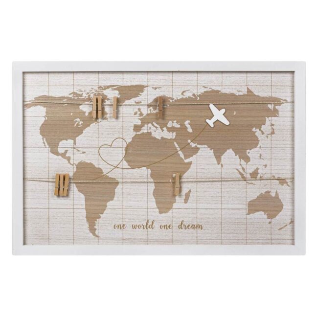 Κάδρο Φωτογραφιών Ξύλινο Παγκόσμιος Χάρτης 60x40cm photo-frame-wooden-world-map