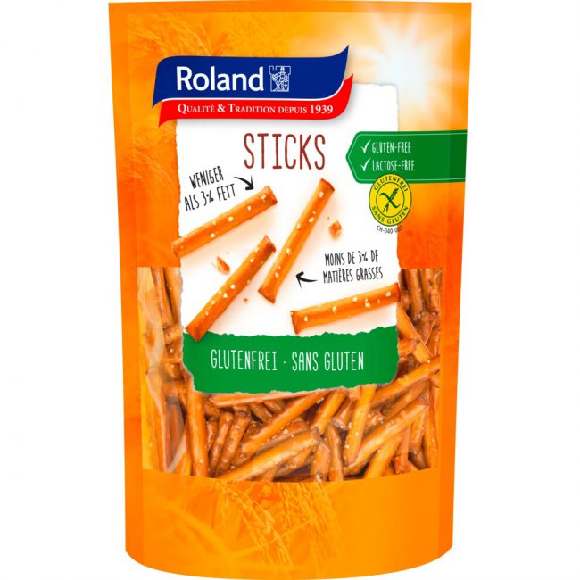 Αλμυρό Σνακ Χωρίς Γλουτένη και Λακτόζη Roland Sticks Gluten-Free Lactose-Free 100g