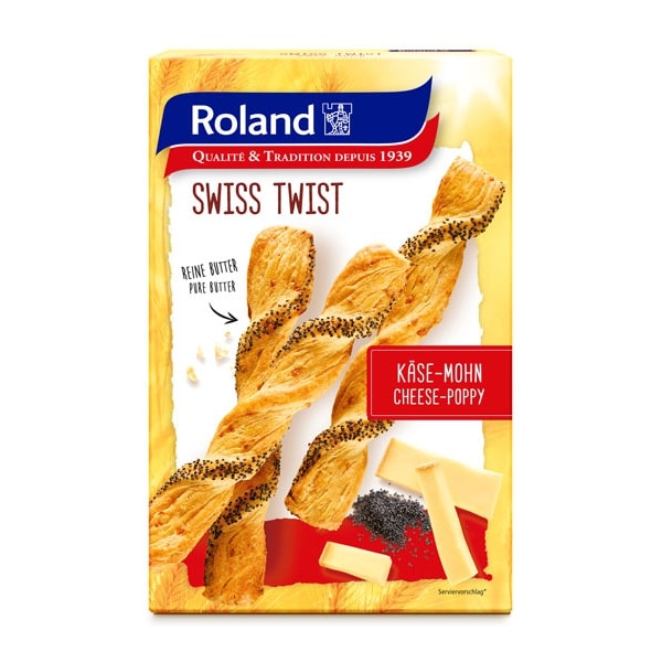Κρουασίνια Βουτύρου με Τυρί και Παπαρουνόσπορο Roland Swiss Twist Cheese Poppy 100g
