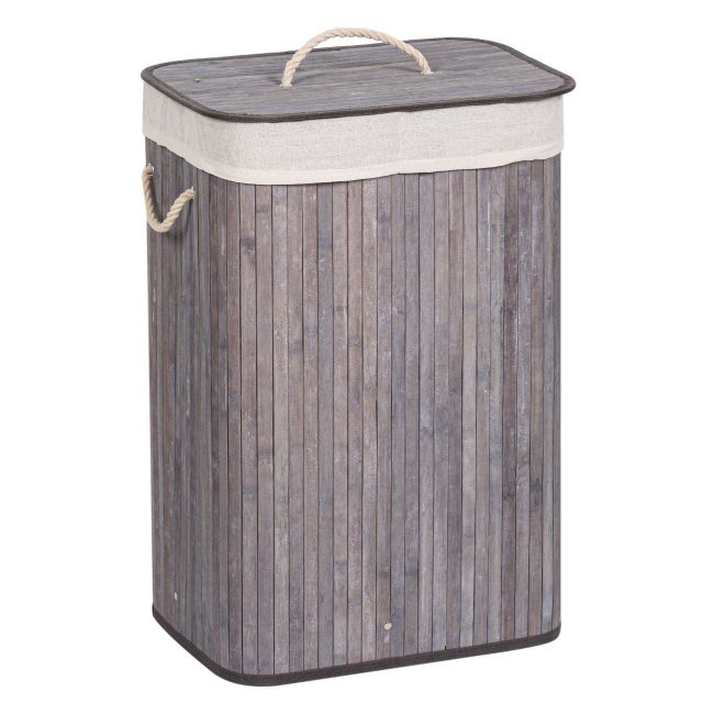 Laundry Hamper 72lt Folded Bamboo With Inner Fabric Case 40x30x60cm-A