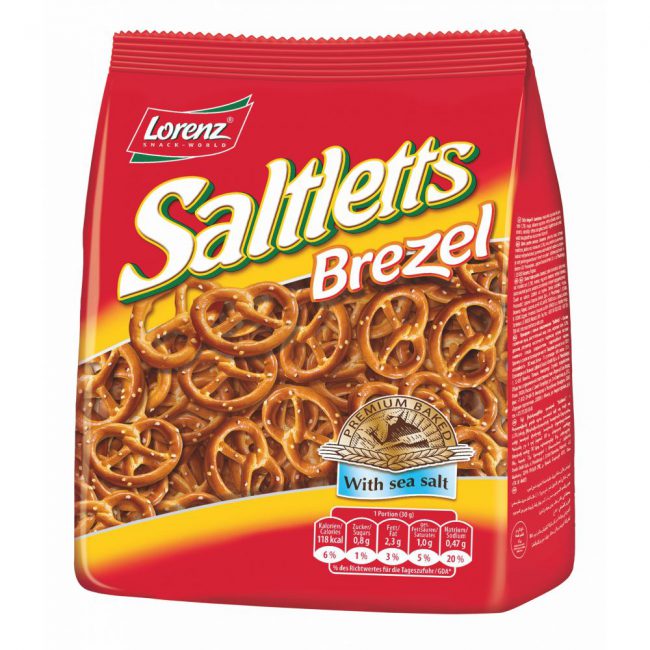 Αλμυρά Σνακ Πρέτσελ Lorenz Saltletts Pretzel Premium Baked with Sea Salt 150g